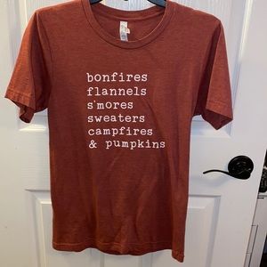 Burnt orange fall shirt.